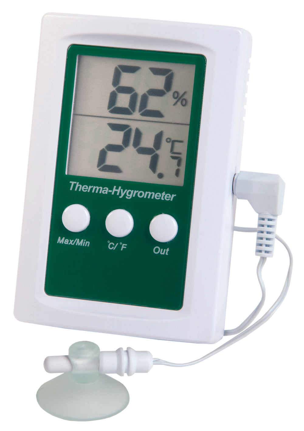 ETI Thermo-Hygrometer, Display zeigt 62 % Luftfeuchtigkeit und 24,7 °C